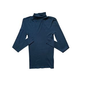 Ralph Lauren Sport Womens Black Turtle Neck Long Sleeve Tee Pima Cotton EUC